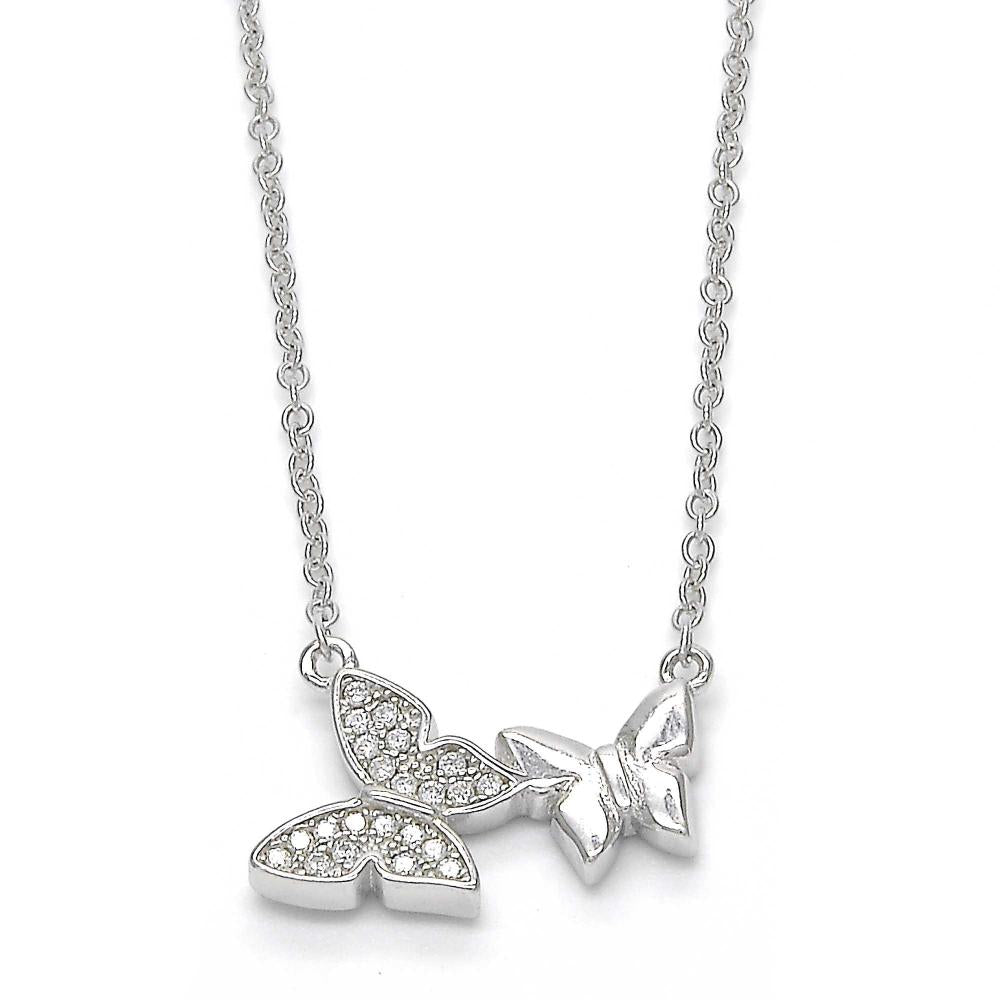 Silver chain butterfly necklace elegant and refined for special occasions or gifts.