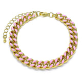 Gold and pink textured link bracelet with a subtle twisted design, offering a contemporary upgrade to classic chain styles.