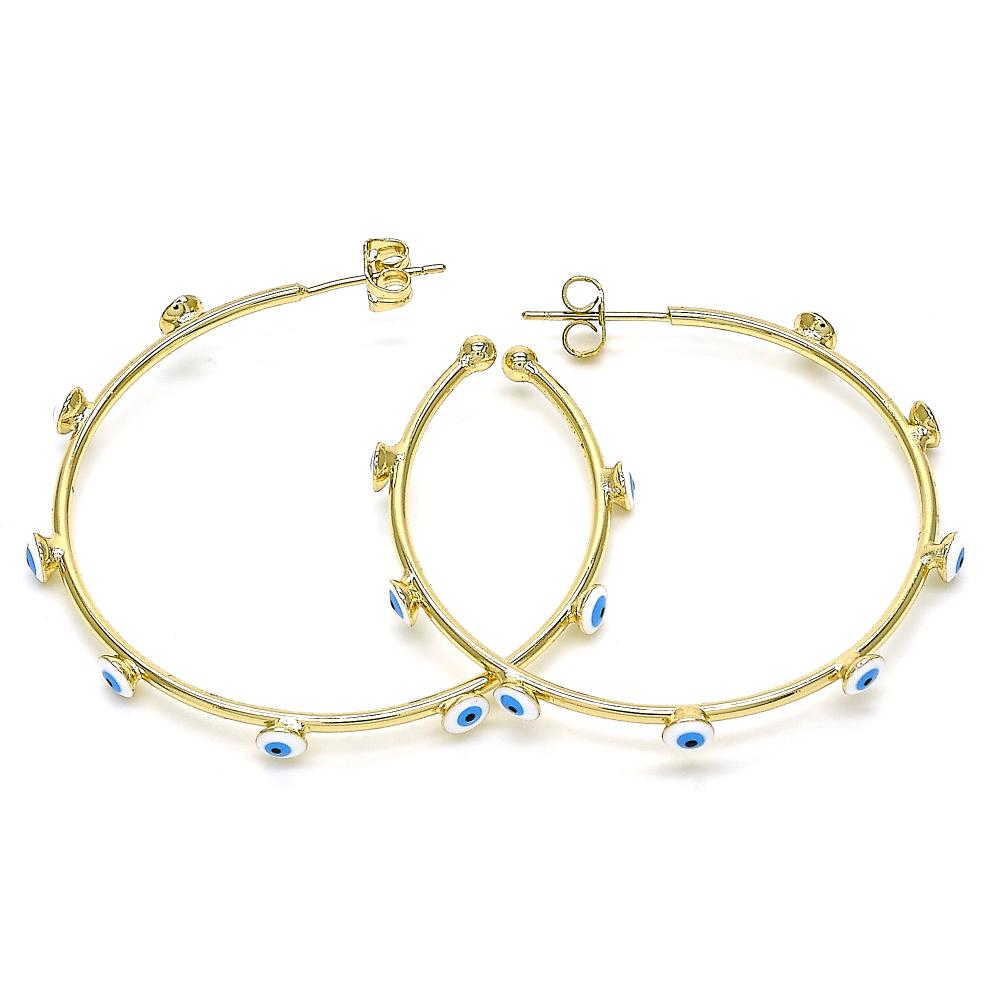 Set of chunky textured gold hoop earrings, ideal for bold and fashion-forward styling.
