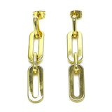 Sleek and modern gold drop earrings with linked rectangular paperclip chain design, perfect for adding a bold and minimal statement to any outfit.