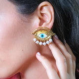 Evil Eye Pearl Earrings