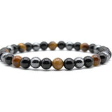 Stretch bracelet for with alternating black onyx and tiger eye beads for grounding and strength.