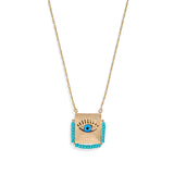 Gold evil eye pendant necklace