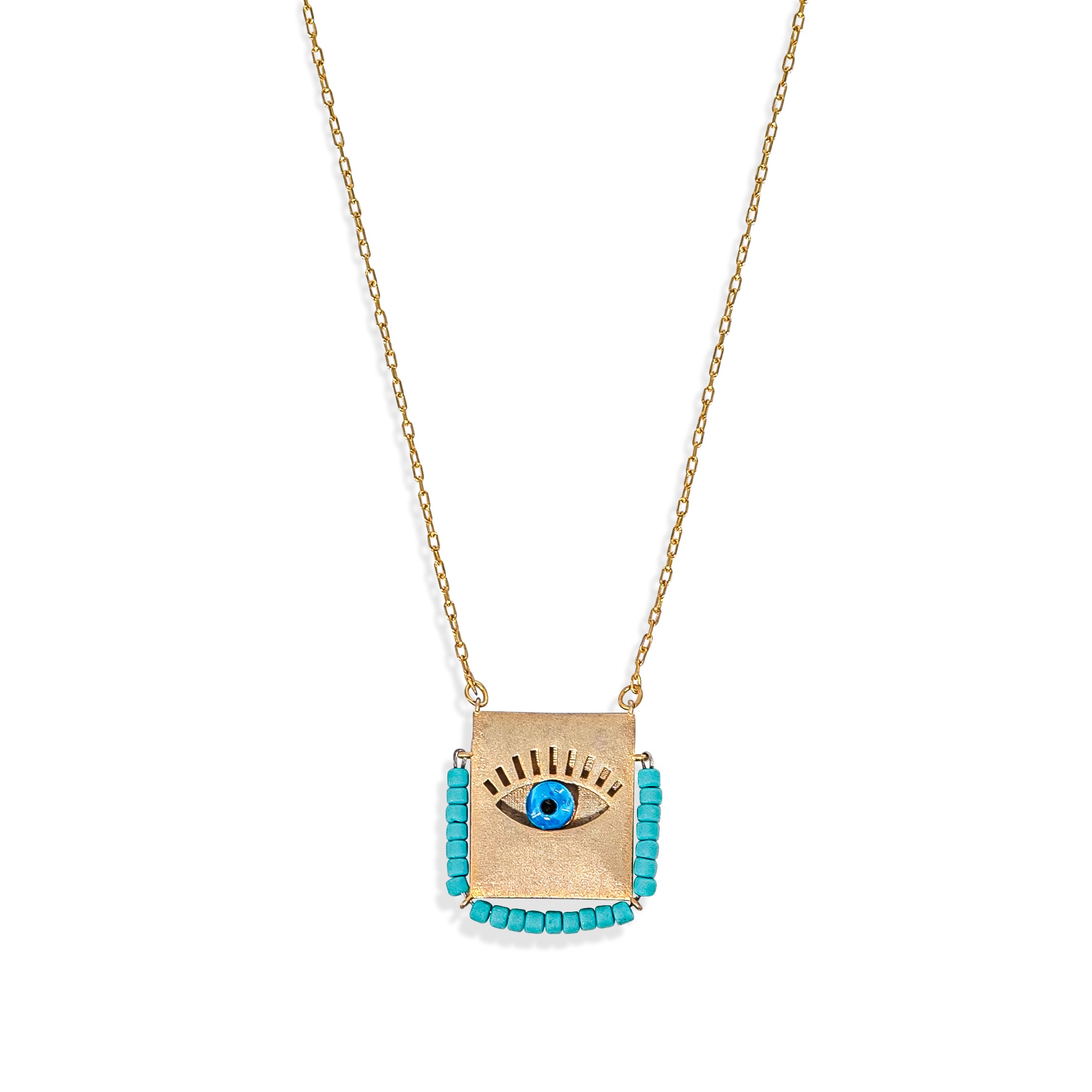 Gold evil eye pendant necklace