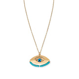 Gold chain necklace featuring a turquoise square-cut pendant for a chic southwestern-inspired look.