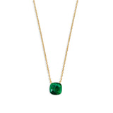 Modern gold necklace with a bold square emerald-green stone pendant for a luxe, polished touch.