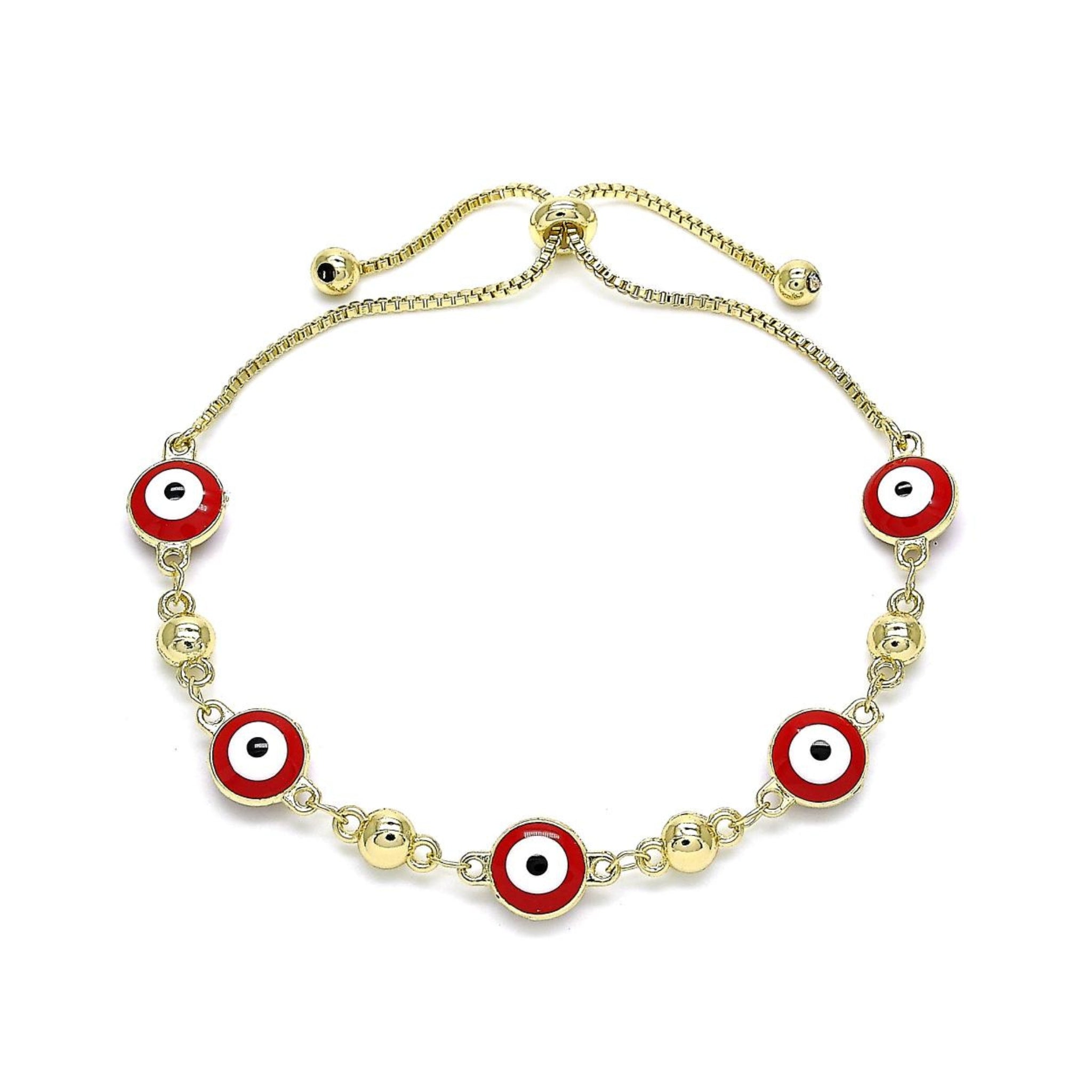 GoldFilledEvilEyeBoloBracelet on white background