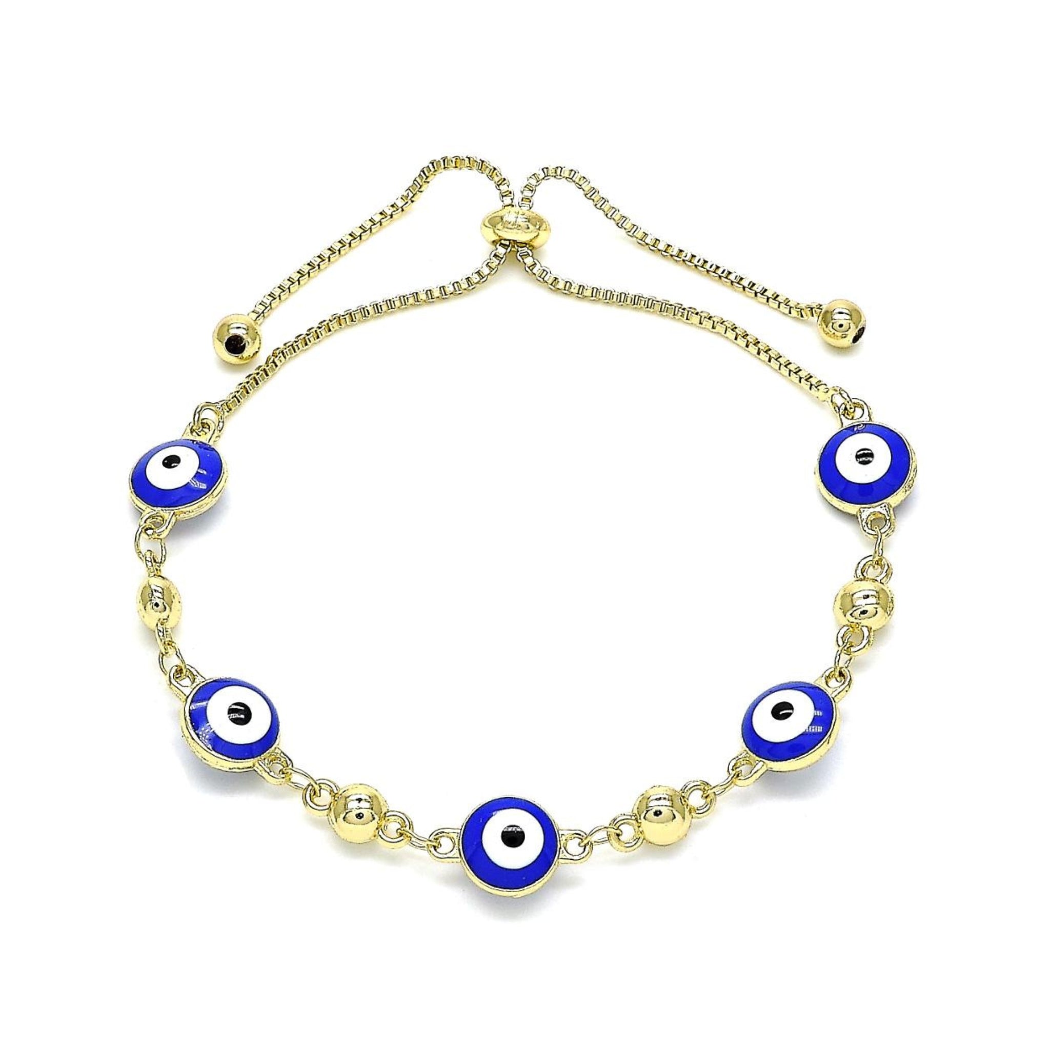 GoldFilledEvilEyeBoloBracelet on white background