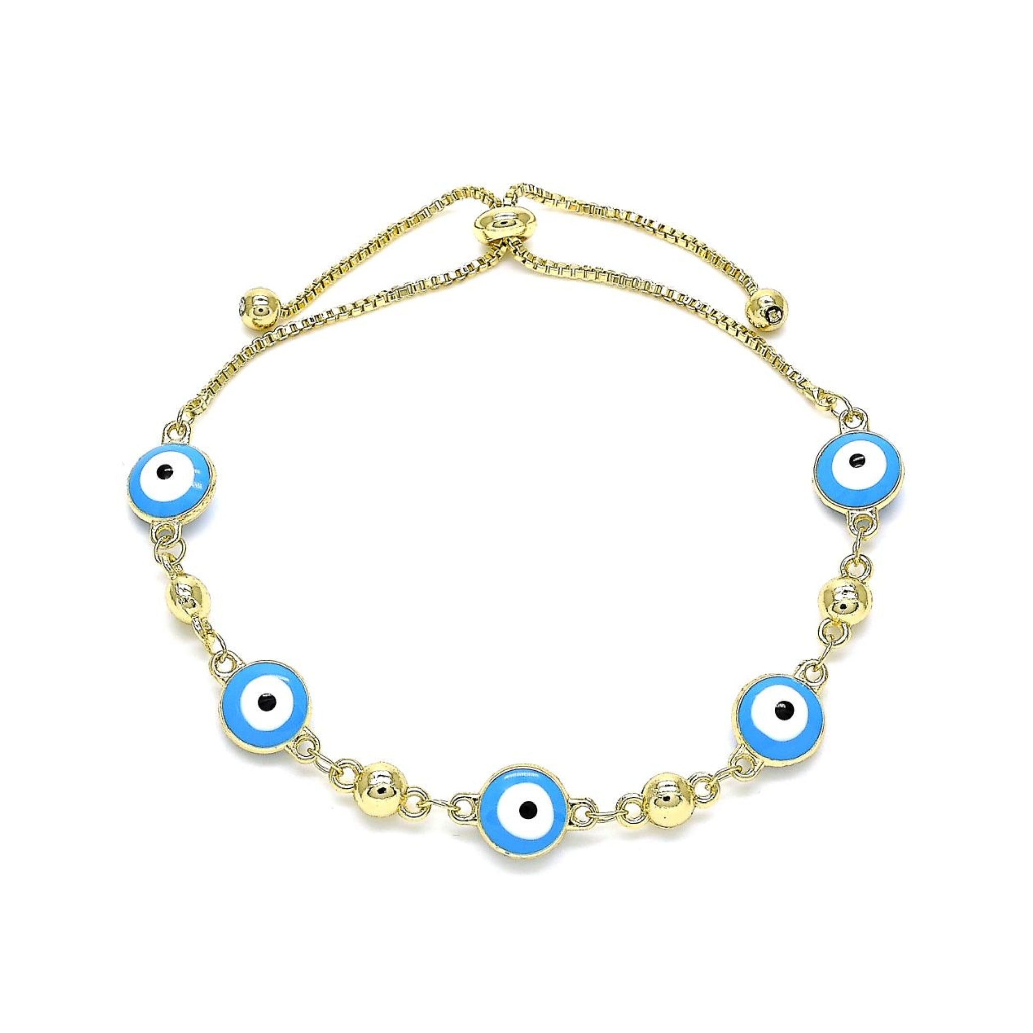 GoldFilledEvilEyeBoloBracelet on white background