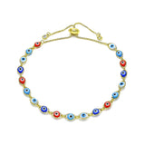 GoldBeadHeartEvilEyeBracelet.jpg: Gold bead heart bracelet with evil eye charm for protection