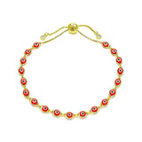 GoldBeadHeartEvilEyeBracelet.jpg: Gold bead heart bracelet with evil eye charm for protection