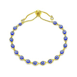 GoldBeadHeartEvilEyeBracelet.jpg: Gold bead heart bracelet with evil eye charm for protection