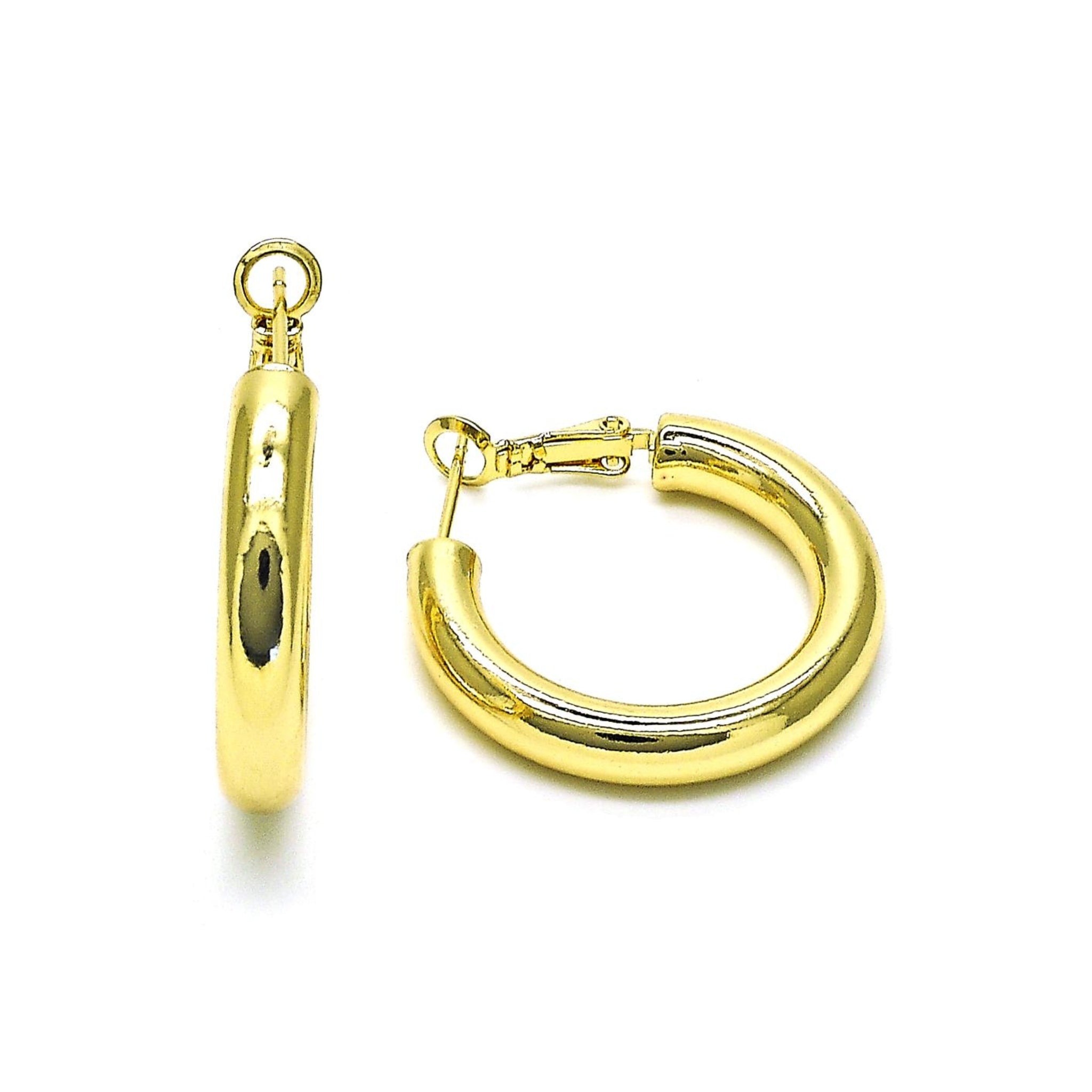 GoldFilledCZHuggieHoops.jpg: Gold-filled huggie hoop earrings with a polished finish