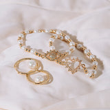 Gold Filled Pearl and Bead Stretch Bracelet