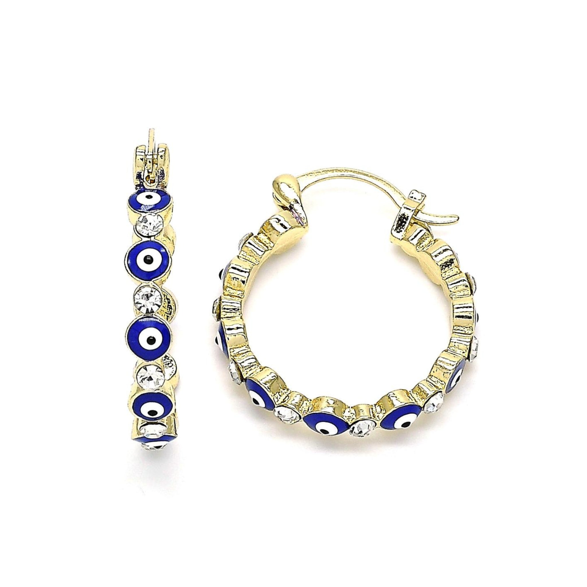 RhinestoneEvilEyeHoopEarrings