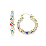 RhinestoneEvilEyeHoopEarrings multicolor