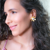 Flower Stud Pearl Earrings