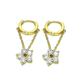 SterlingSilverFlowerChainDropEarringHuggieHoop.jpg: Sterling silver huggie hoop earrings with sleek drop design