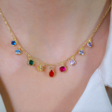 Gold Filled Multi Stone Dangle Necklace