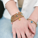 Gold Filled Bead Bracelet Evil Eye