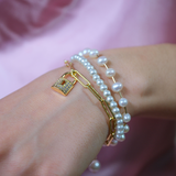 Pearl Lock Charm Bracelet