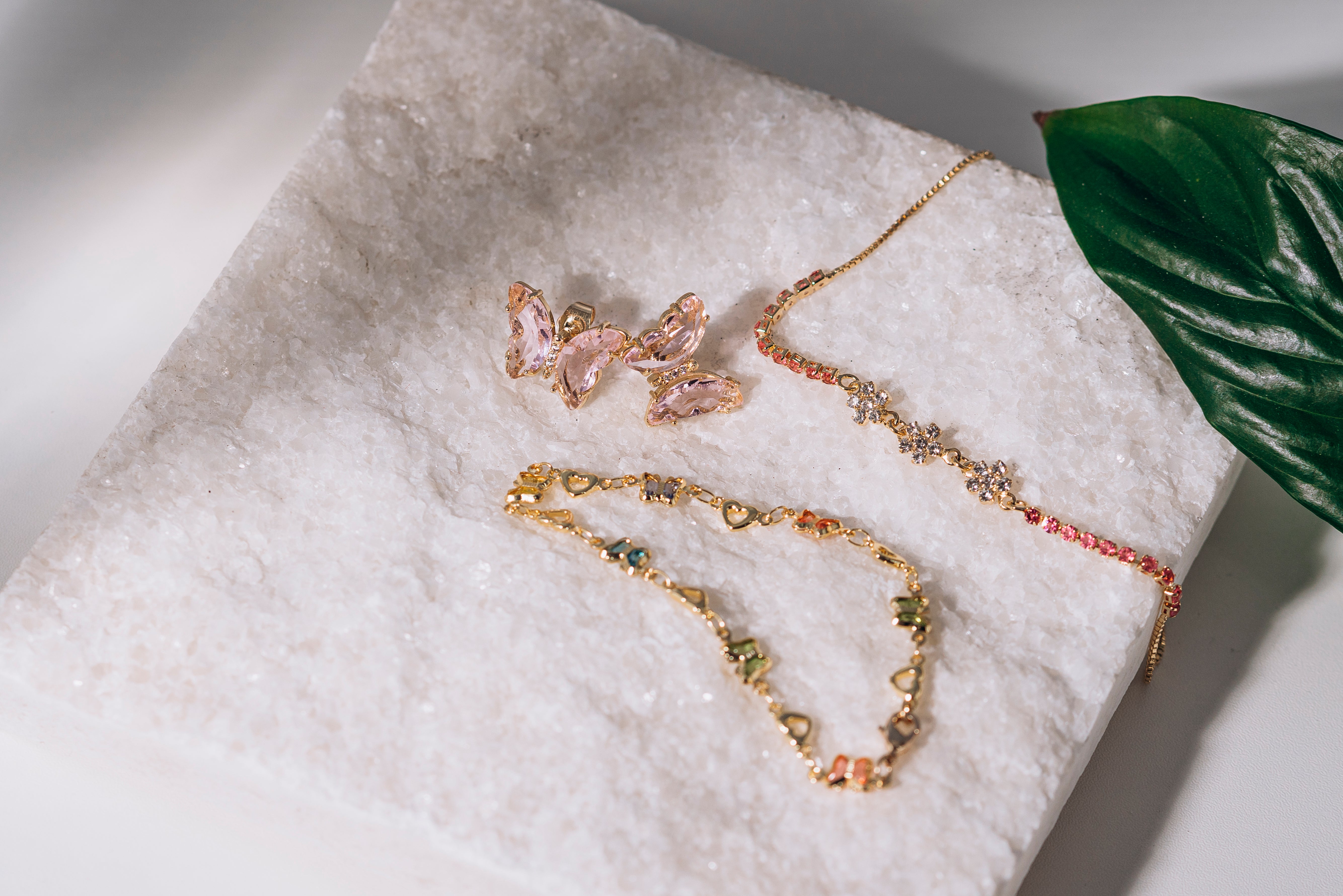 trendy bracelet jewelry with butterfly earrings and stone bracelets