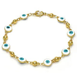 Gold Bead White Evil Eye Bracelet