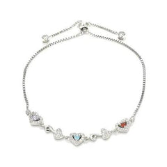 ColorfulHeartSilverAdjustableBoloBracelet.jpg: Adjustable sterling silver bolo bracelet with a minimalist style