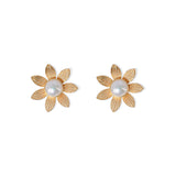 Flower Stud Pearl Earrings