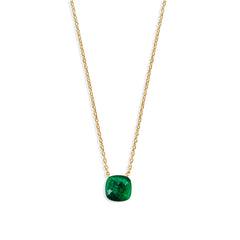 Modern gold necklace with a bold square emerald-green stone pendant for a luxe, polished touch.