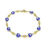 Gold Bead Heart Evil Eye Bracelet