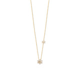 GoldTone_SterlingSilverChainDelicateFlowerPendant.jpg: Jewelry piece on a clean white background