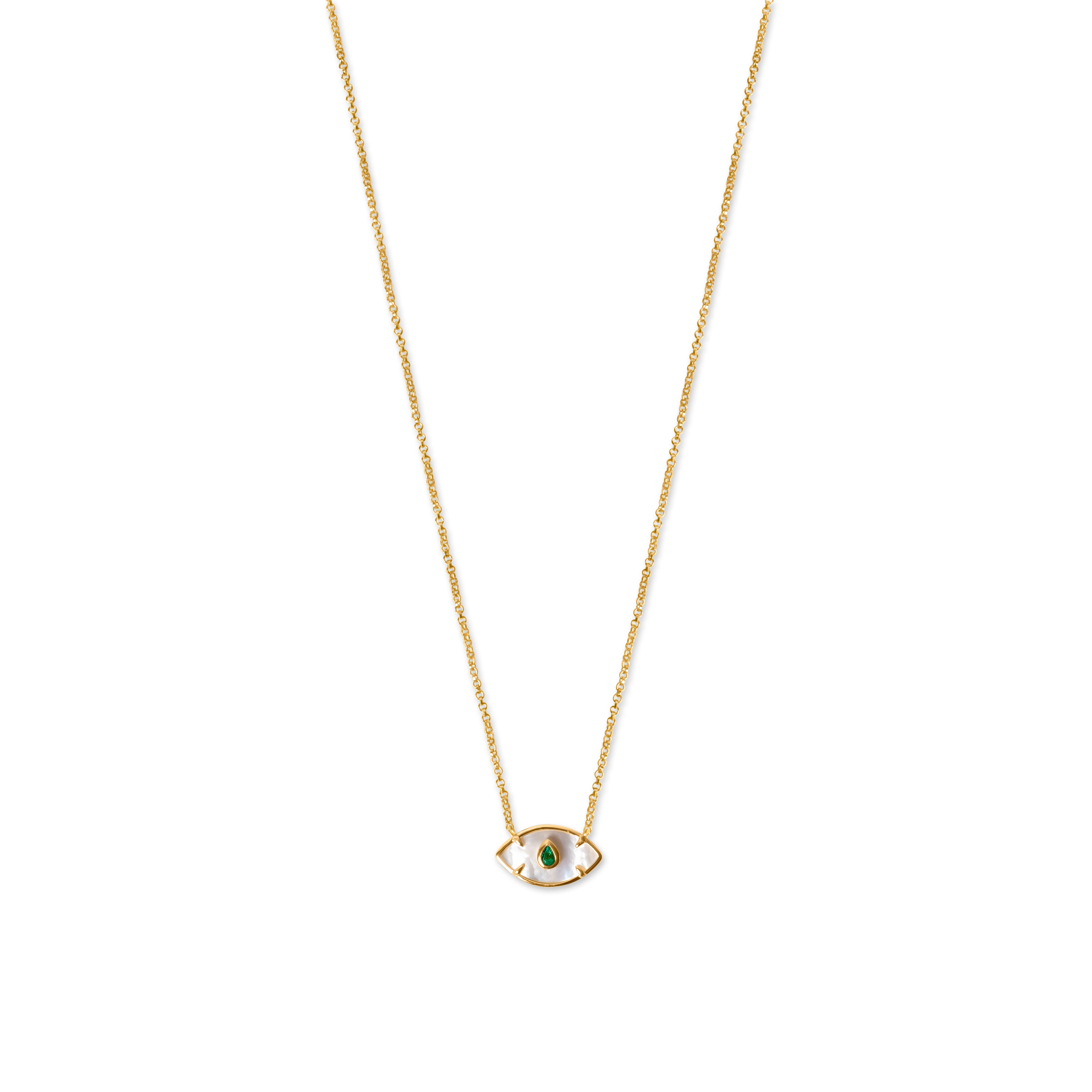 Emerald Green Evil Eye Pendant on white background