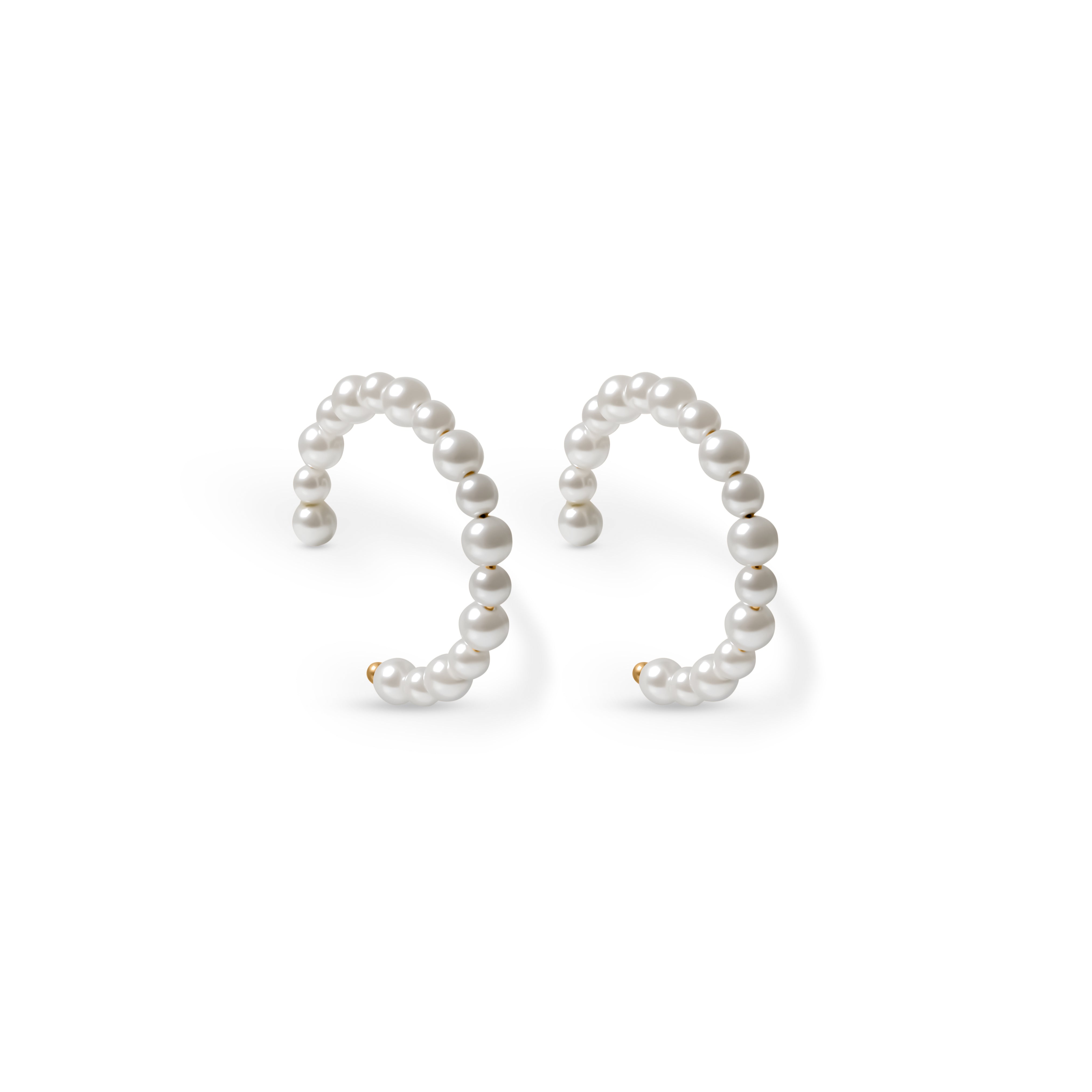 PearYellowGoldHoopEarring.jpg: Gold-filled huggie hoop earrings with a polished finish