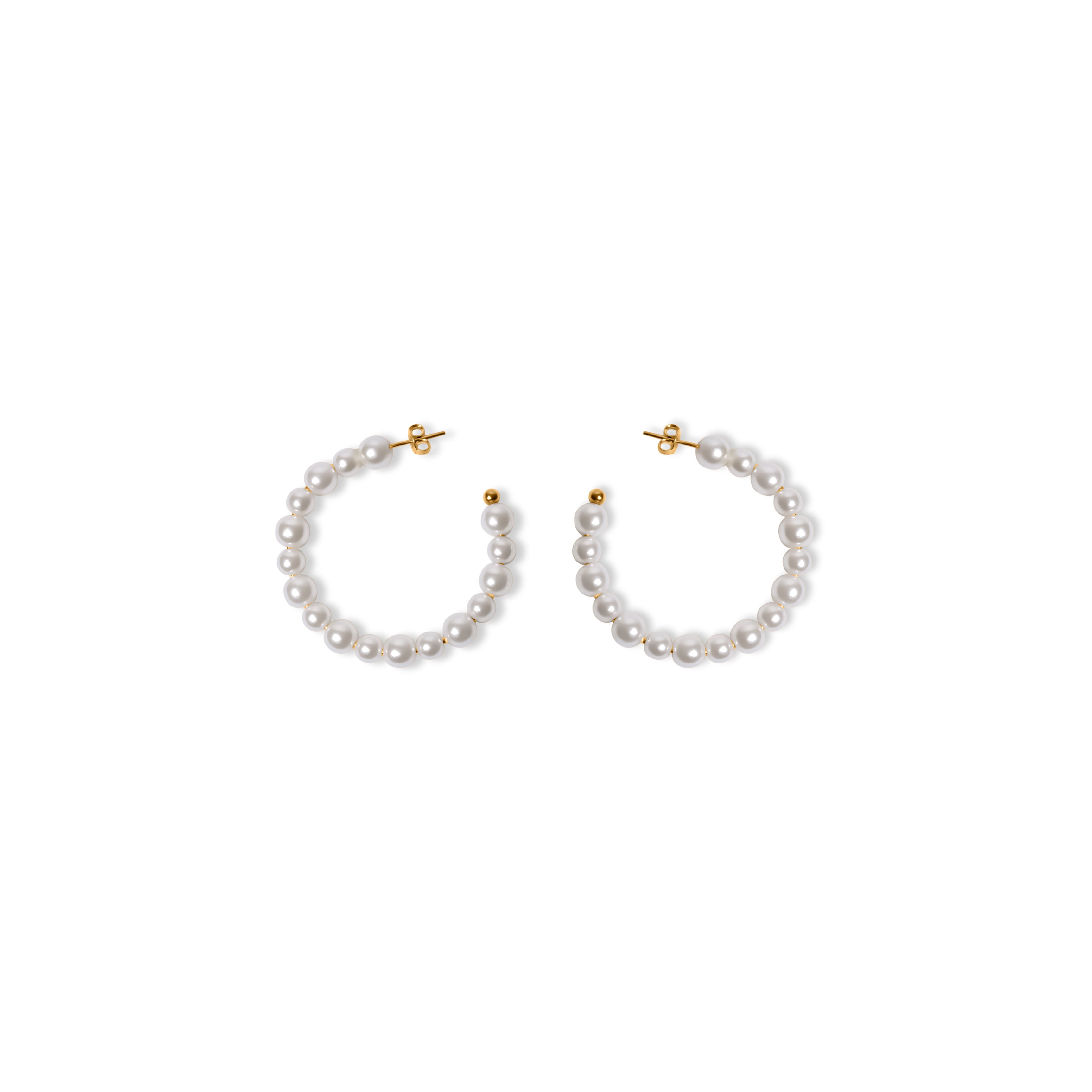PearYellowGoldHoopEarring.jpg: Gold-filled huggie hoop earrings with a polished finish