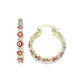 Rhinestone Evil Eye Hoop Earrings